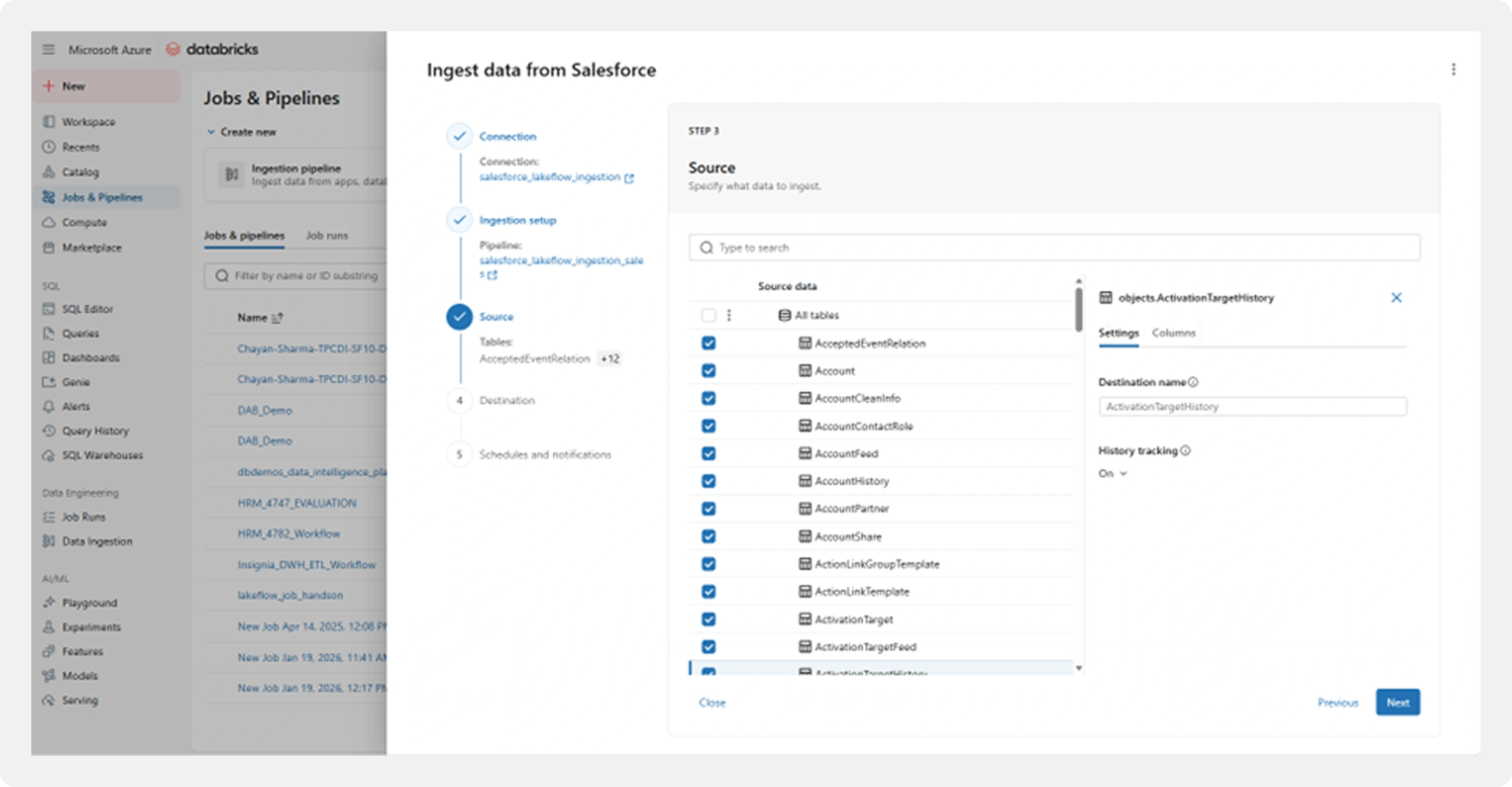 Databricks native connectors UI
